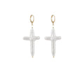 Instagram Blogger's Natural Cross Shape Freshwater Pearl Earrings with Copper Gold-plated Design Feel
