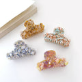 Luxury Women Medium Hair Claw Clips Fashion 3d Engrave Floral Girl Hair Accessories Rhinestone Acetate Flower Hair Clip for Girl