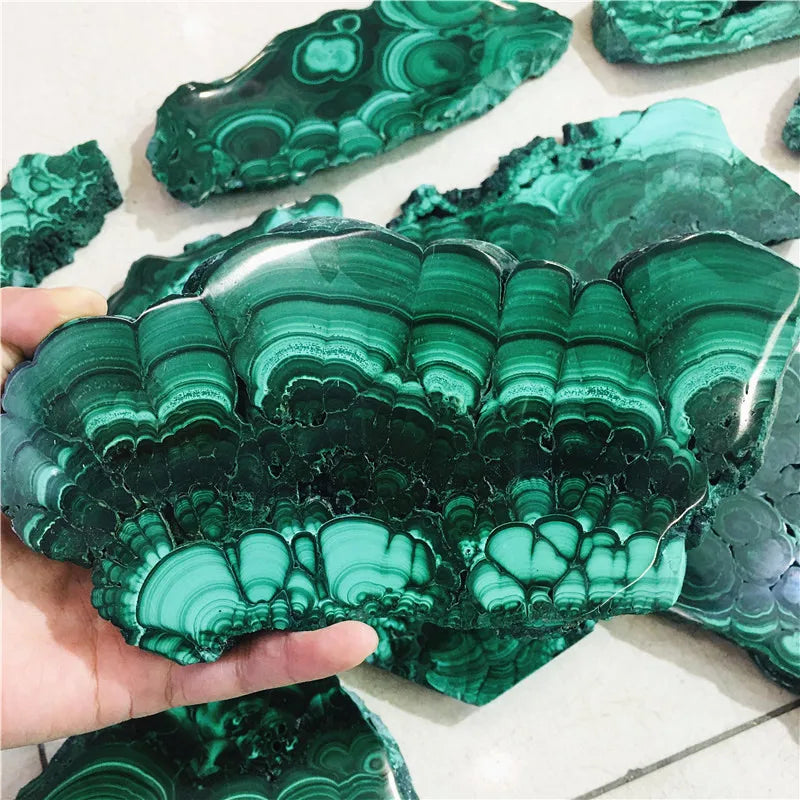 Natural Crystal Rough Polished Malachite Slab Stone Slice for Healing