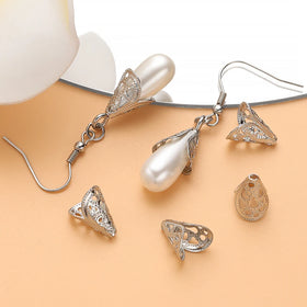 Delicate Decorative Pattern Hollow Stainless Steel Pearls Bead Collar DIY Women's Necklaces Earrings Fine Pendants Charms