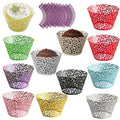 Birthday Cake Topper Supplies White Color Laser Cut Wedding Party Decorative Cupcake Wrappers Baking Cup Wraps for Wedding Party