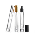 Free Samples Gold Silver Black Lid 10 ml Transparent Color Round Cylinder Shape Empty Refillable Glass Perfume Spray Bottle