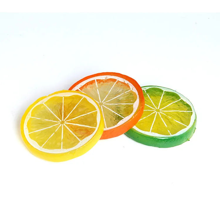 Artificial Lifelike Plastic Lemon Slice Lime Slice Orange Slice for Party Wedding Home Decoration