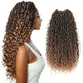Julianna18 Inch 85G Bohemian Crochet Hair Wavy With Curly Ends Synthetic Crochet Faux Locs Hair River Locs Goddess Locs