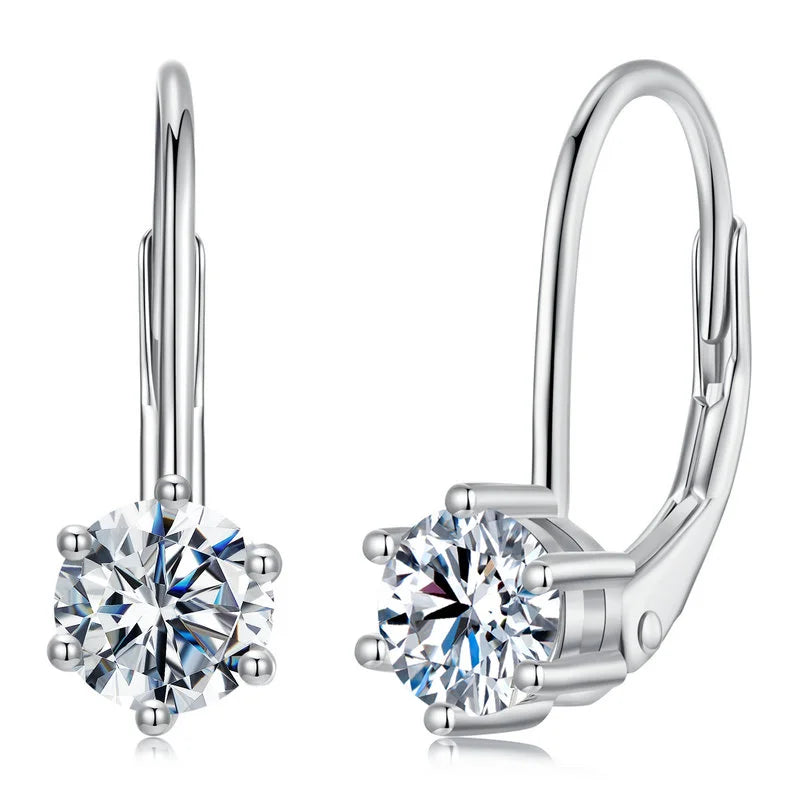 New Arrival Trendy Design 925 Sterling Silver 18K White Gold Plated Flower Shape Moissanite Dainty Hoop Earring for Women