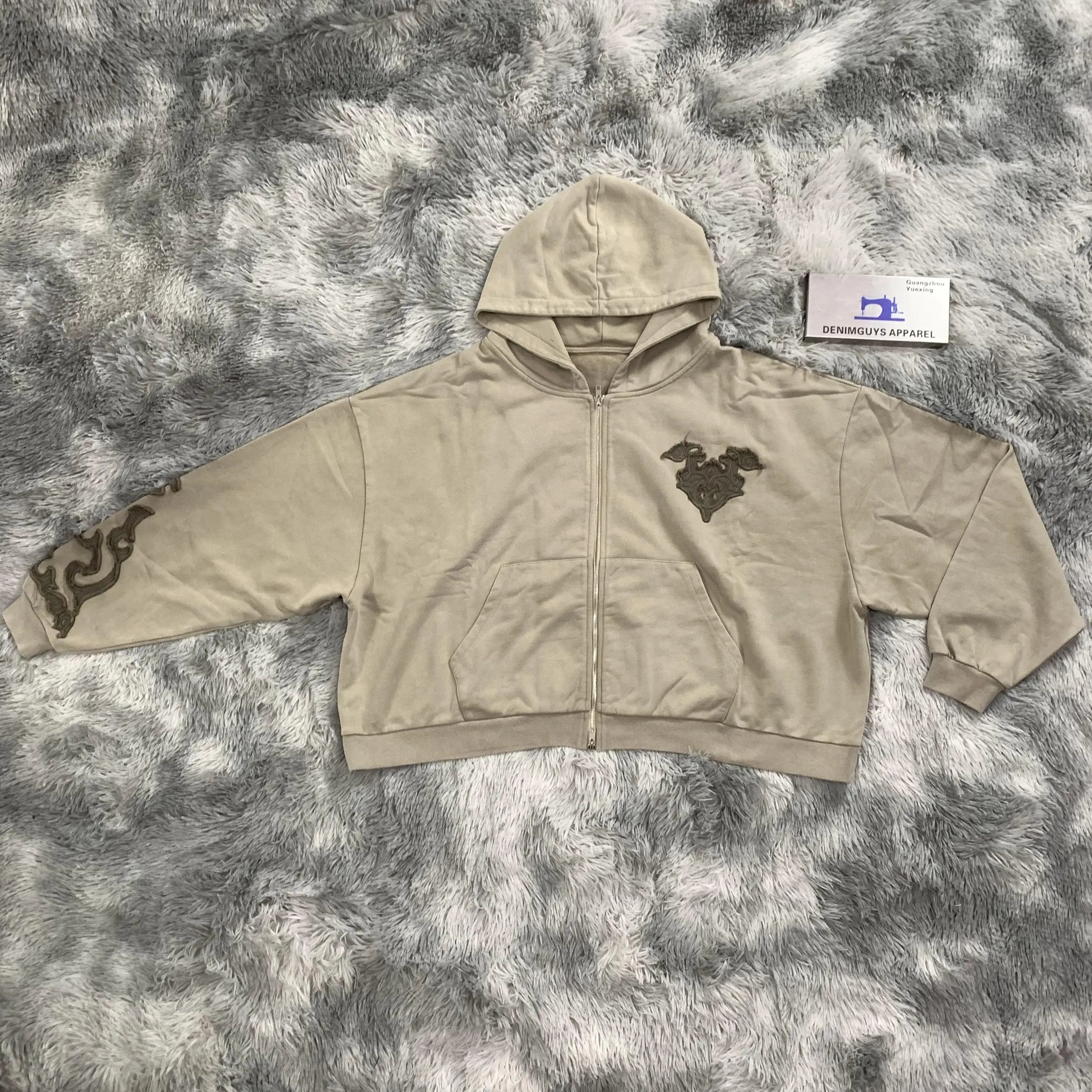 DENIMGUYS Oversized Men's Hoodies Custom Patch Applique Embroidery Sun Faded Cotton French Terry Men Plus Size Hoodie