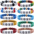 Bohemia Handmade Honeycomb Enamel Beads Bangles with Rainbow Gold Plating Trendy Letter Design Unisex Gift Stretch Bracelet