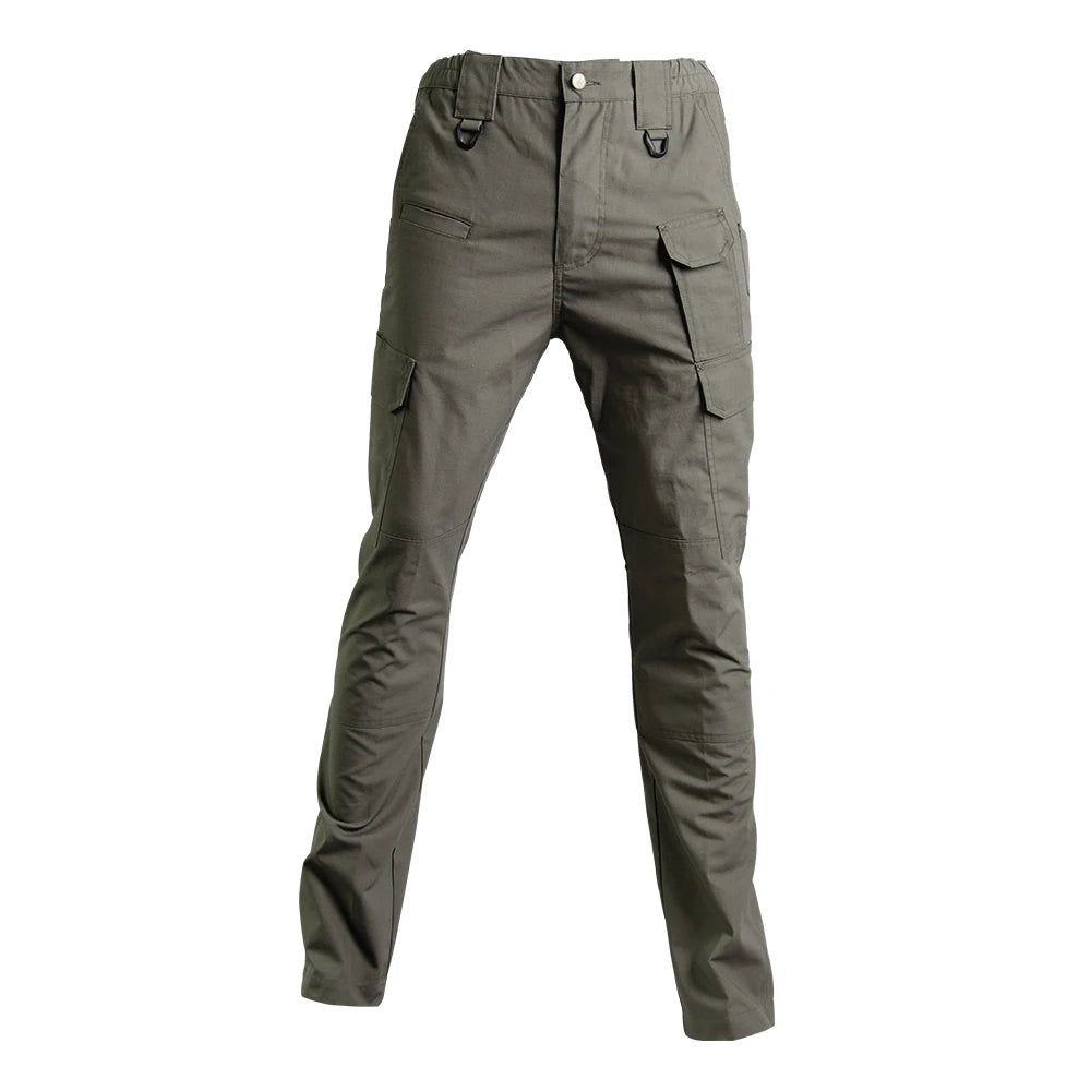 Men's Lightweight Camouflage Tactical Pants Mid Waist Cargo Trousers Plain Dyed