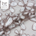 New Fashion High Quality Two Tone Satin Tape Embroidery Net Fabric 3d Flower Dubai