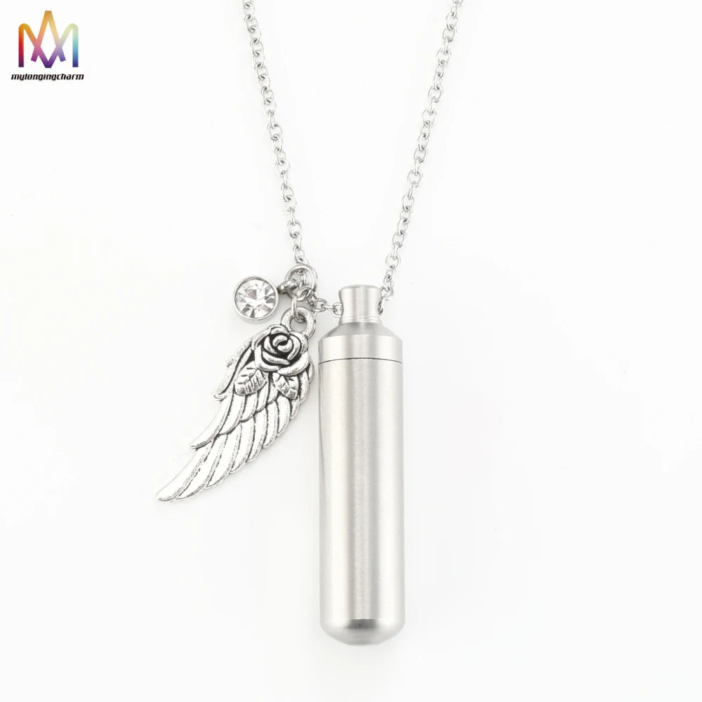Stainless Steel Minimalist Perfume Pendant Necklace Memorial Ashes Storage Necklace Container Fashion Jewelry