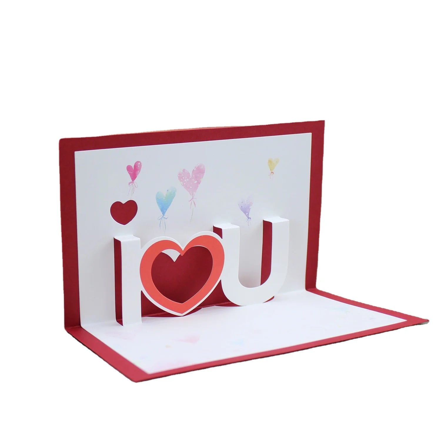 Wholesale Custom 3D Pop up Laser Cut Love Heart Romantic Folio Greeting Cards for Saint Valentine's Day Confession Anniversary