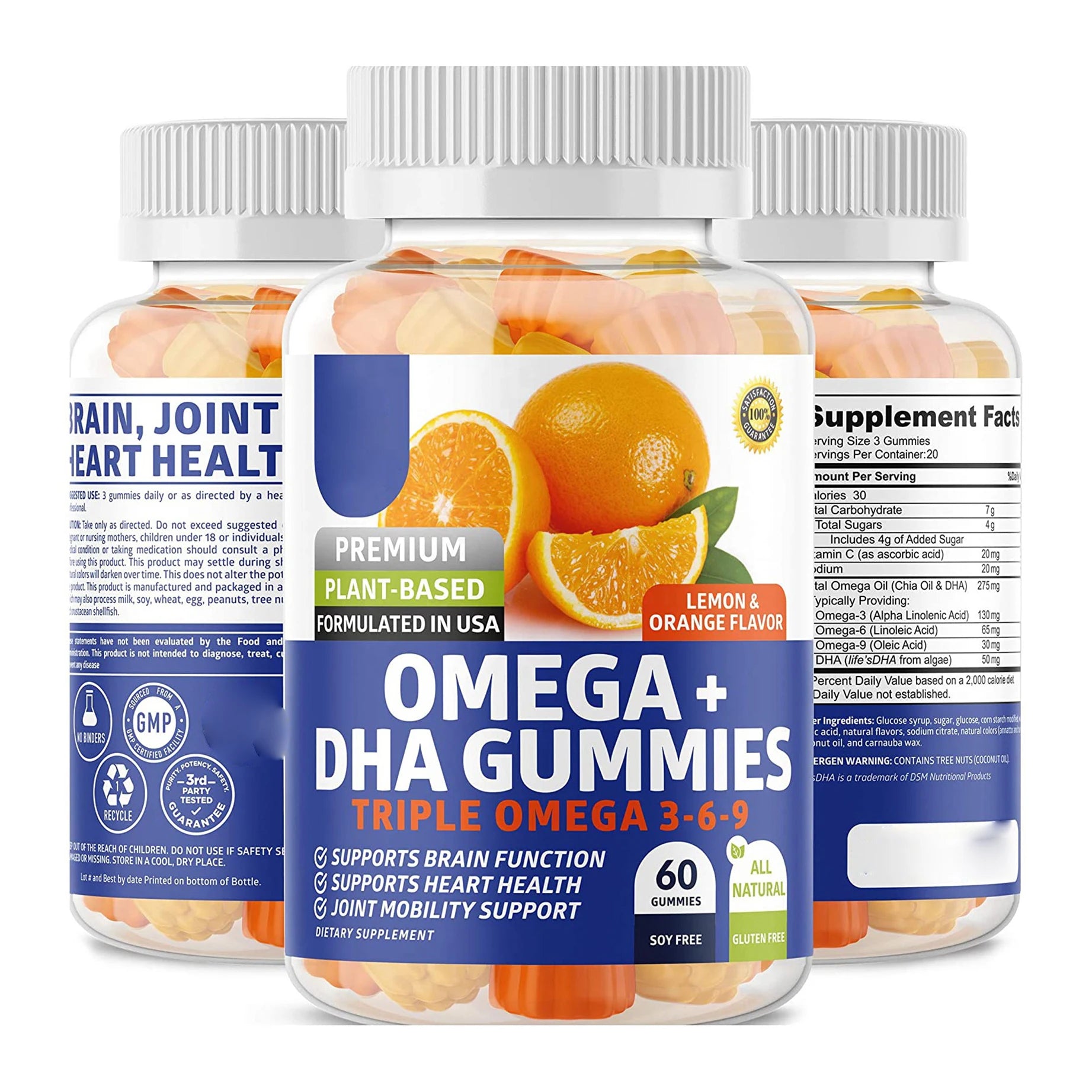 Free Sample Vegan Support Children Healthy Cycles DHA Omega 3 6 9 Supplement Gummies for Adults Natural Brain Joint Support