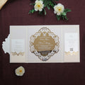 Elegant Ivory Velvet Folder Gold Mirror Acrylic Invite Custom Hot Stamping Hardcover Wedding Invitation