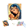 Diy Painting by Numbers the Mother Is Holding a Child Oil Painting Handmade Art Deco  Painting Kit