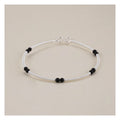 Unisex Statement 925 Sterling Silver Original Bracelet Jewelry Agate Gemstone Black Beaded Onyx Chunky Bangle