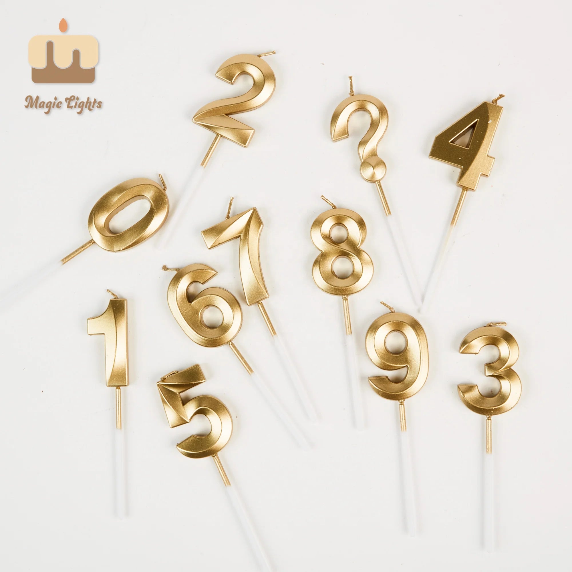 Factory Made Wholesale Custom Logo 3D Gold Birthday Party Cake Number Candles for Easter New Year Bars & Home Decoration