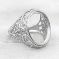 Sterling Silver 15*19mm Semi Mount Men's Ring Frame Empty Blank Bar Bezel Setting S925 Base Without Center Stone for DIY Inlay