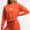 Women's Raglan Sleeve Crewneck Sweatshirts Embroidery 100% Cotton Printed Techniques Casual Autumn Season-Short Jumper Front