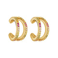 Trendy Sterling Silver 925 Wholesale Vermeil Gold Jewelry 14k Claw rainbow Shining Ear Cuff Earrings Women
