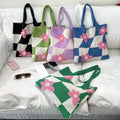Designer Women's Soft Woolen Crochet Knitting Tote Handbags New Trendy Large Capacity Floral Casual for Ladies Girls Two Handles