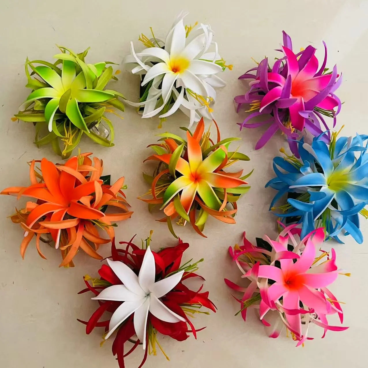 New Spider Lily Tiara Foam Flower Hair Clip Foam Floral  Artificial Island  Frangipani Hibiscus Dance Party Graduation Wedding