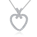Yh Jewellery Silver Rhodium Plated Synthesis Round Brilliant Cut Diamond Heart Pendant Women Necklace