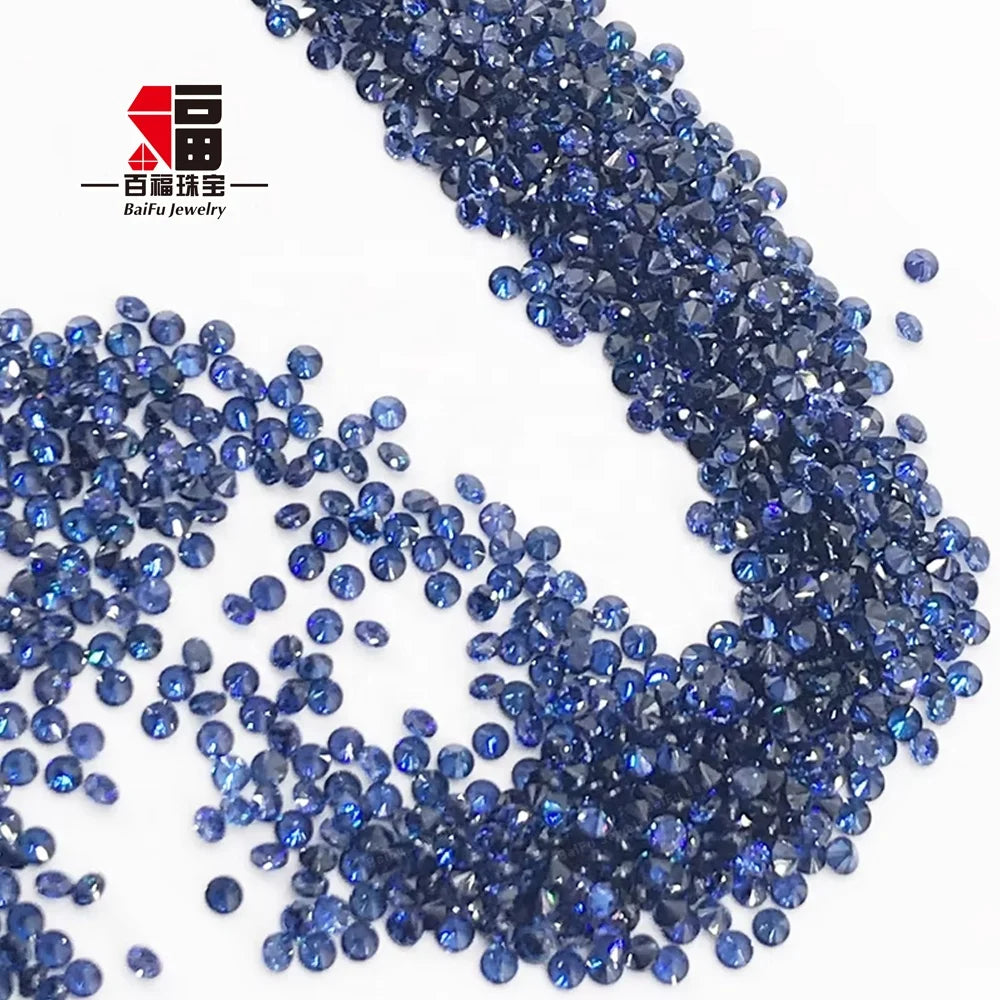 Baifu Wholesale 1.0-3.0mm Tanzanite Color Round Brilliant Cut CZ Loose Gemstones 4A 5A Grade Cubic Zirconia for Ring Earring