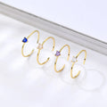 Daidan Ring Silver 925 Dainty Adjustable Silver Multicolor Zircon Silver Color Heart Shaped Ring