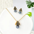 Vinstyle Jewelry Hawaii Pearl Jewelry Set Brass Hawaiian Necklace and Matching Earrings