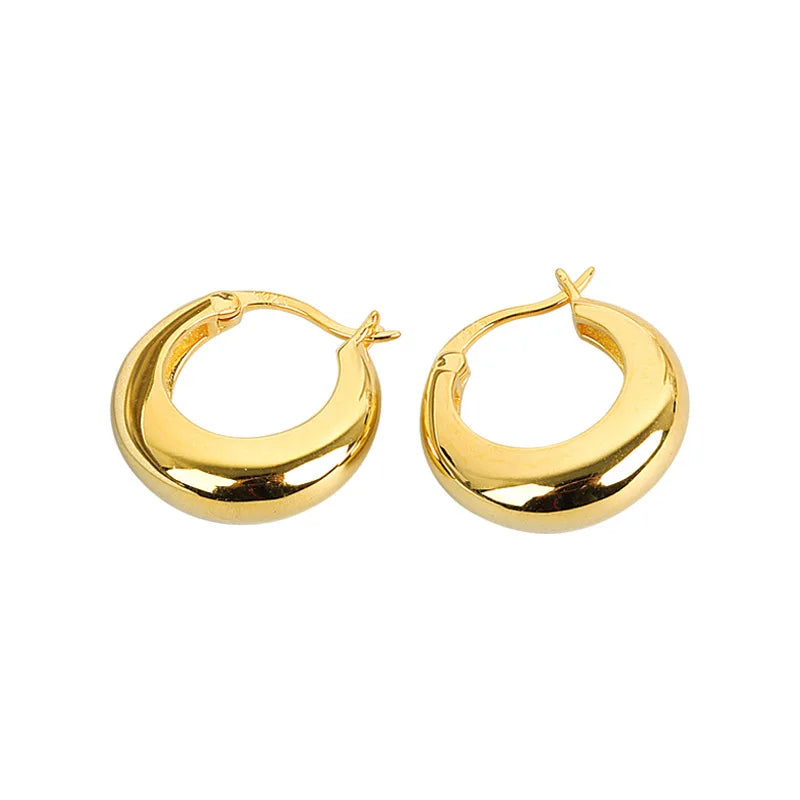 Stylish Refined Chic Statement Golden Circle Huggies Hoop Earrings for Women Fashion French Gothic Jewelry Ear Buckle