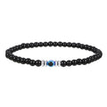 Handmade Retro Style Men Natural Stones Elastic Black Onyx Gemstone Bead Devil Eye Men Friendship Bracelet