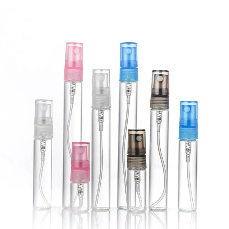 Glass Tester Sample Vial 2ml 3ml 5ml 8ml 10ml Clear Mini Perfume Spray Glass Bottle With Colored Cap