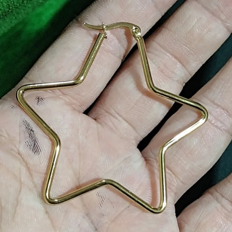 Hot Selling Gold Hoop Earrings Hypoallergenic Stud Earrings Wholesale Bulk Stainless Steel Star Earrings Jewelry Women