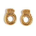 Waterproof New Fashion Stainless Steel Pineapple Striped Gold Plated Drop Earrings Trendy Geometric Women Unusual Jewelry