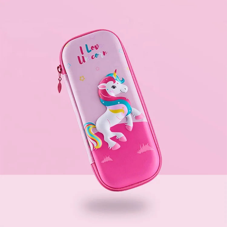 Dongguan Factory Custom Hard Shell Leather EVA Pen case Cartoon Pencil case Cat