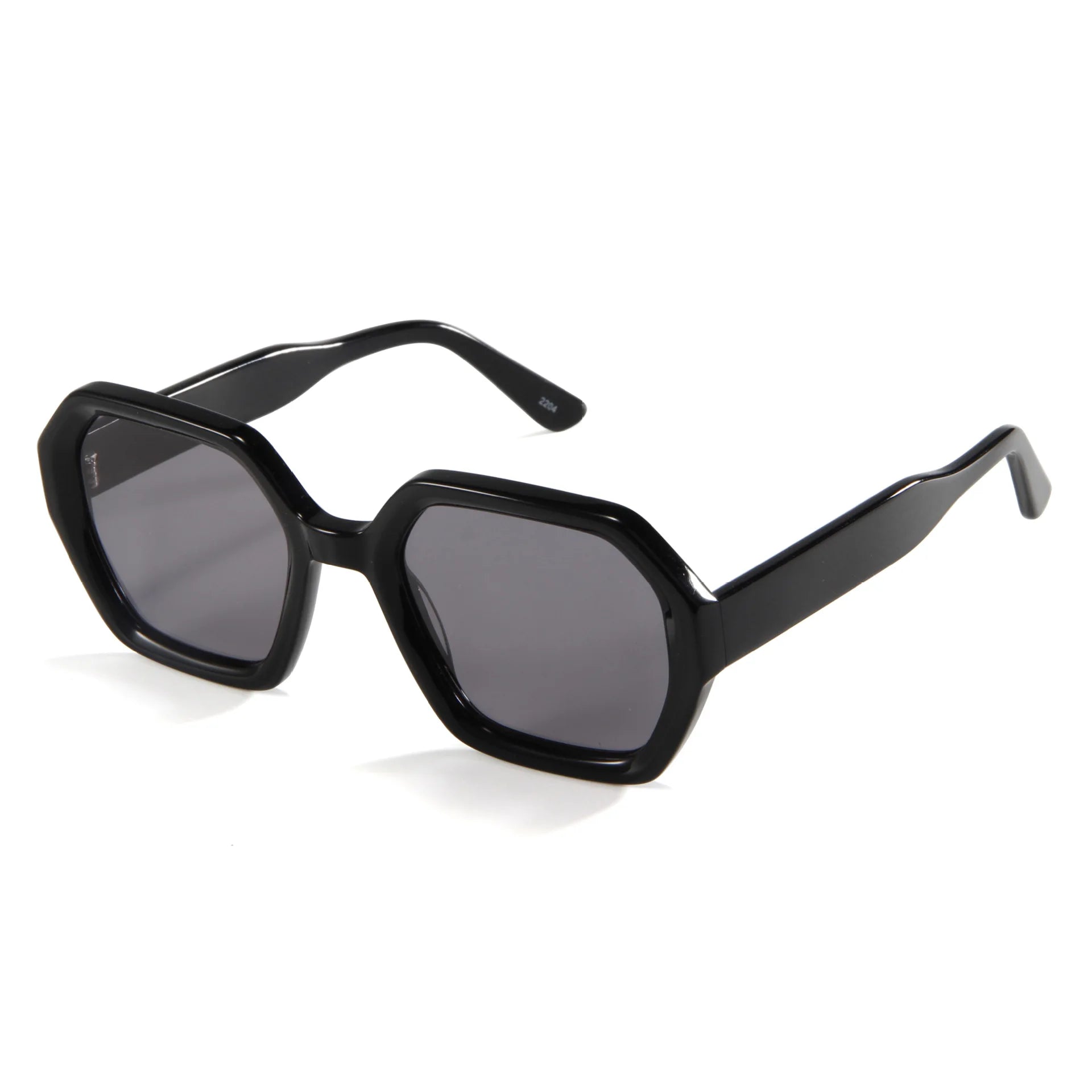 2025 Vintage Trendy Designer Sunglasses for Men Black Acetate Hexagon Shape Custom OEM Polarized Sunglasses