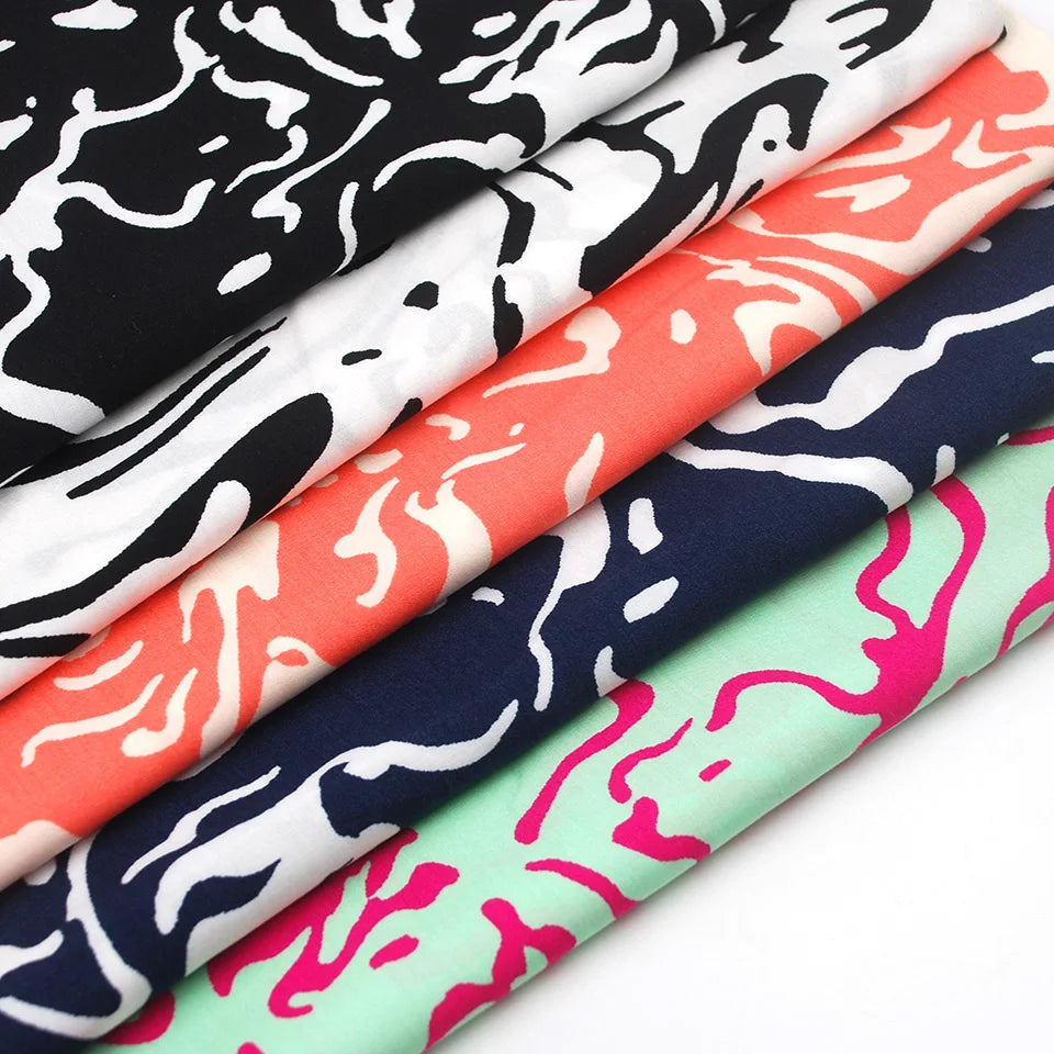 Hot Selling Custom Hawaiian Style Abstract Pattern 45s 100% Rayon Viscose Charllis Printed Fabric for Dress
