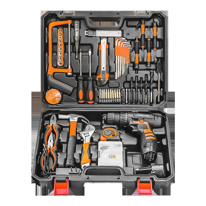 Cordless Drill Tool Box Set 102Pcs 20V Li-Ion Battery Charger Auto Repair Car Tool Kit Multifunctional