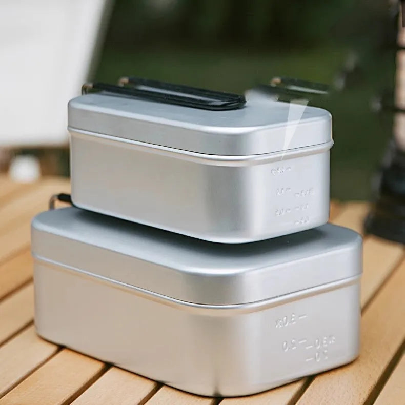 Multifunctional Japanese Aluminum Lunch Box for Outdoor Camping Kitchen Use with Foldable Handle