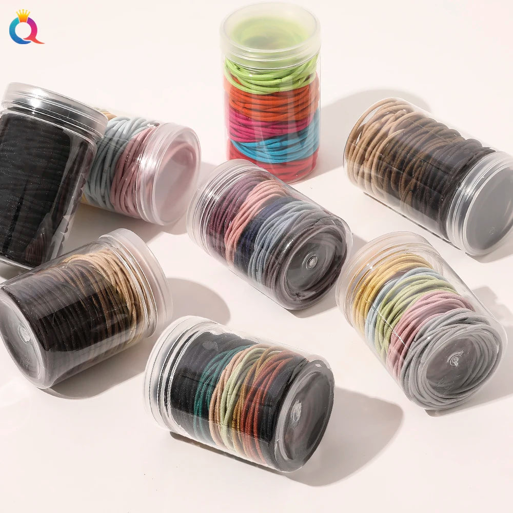 QiYue New Arrival Colorful Rubber Band Women Simple Hair Ties Girls Hair Rope High Elastic Hair Ring