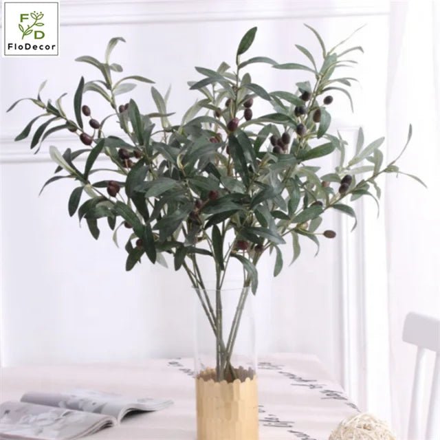 Wholesale Hight Quality Artificial Olive Branches With Berry Green Leaves Greenery Wedding Home Decoration MegaBDM