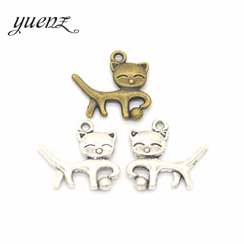 YuenZ Antique Alloy Cat Charms Metal Pendants for Necklace Bracelet Jewelry Making Jewelry Handmade Crafts 20*18mm D929