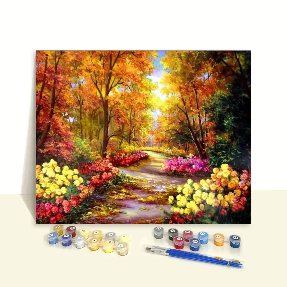2026 Hot Sale DIY Art Gift Impressionist Landscape Paint by Number for Adults With Frame