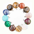 100% Natural Crystal Stone Round Pendant for Women an Men Diy Necklace Accessories Gemstone Pendants