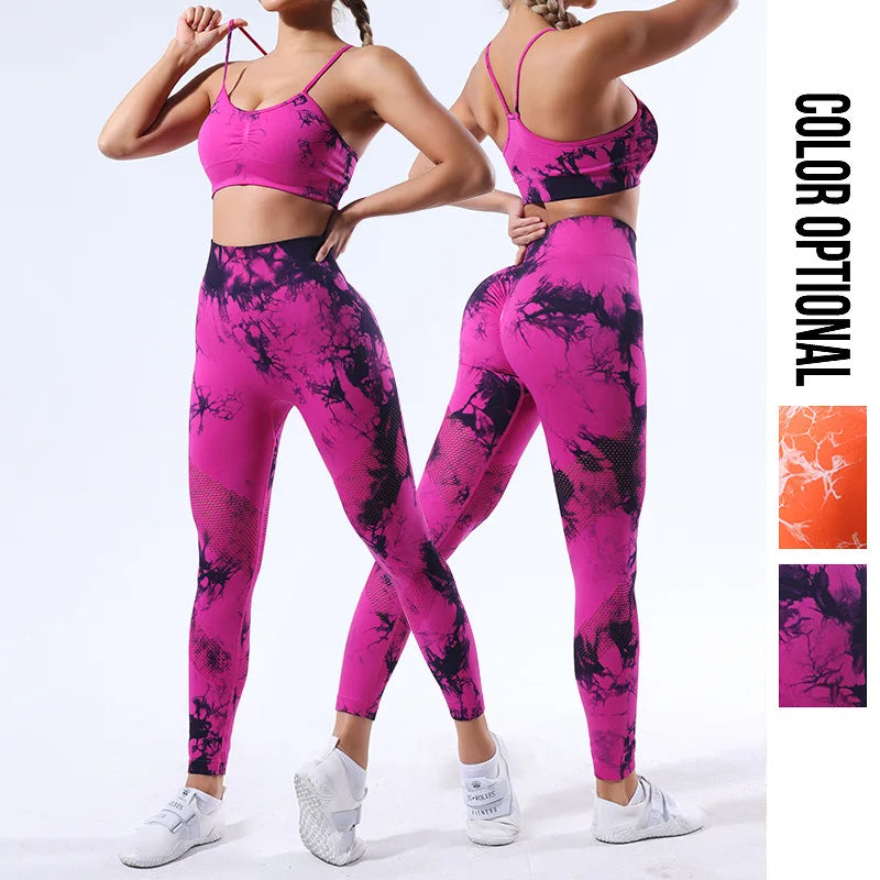 GC Tie Dye Yoga Set Ropa Deportiva Mujer Fitness Yoga Wear Sets Tie and Dye Conjuntos De Fitness Gym Ropa Deportiva Mujer