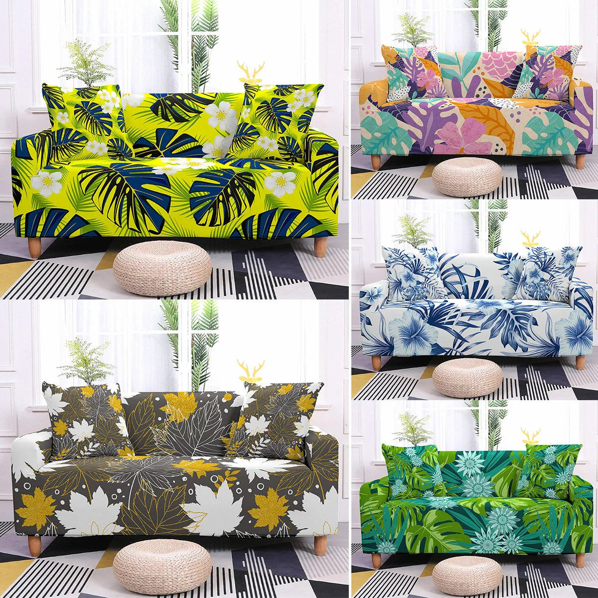 Handicraft High Stretch Thicken Protective Heavy Duty Not Slippery Extra Large Flower Bloom Modern Sectional Sofa Cover