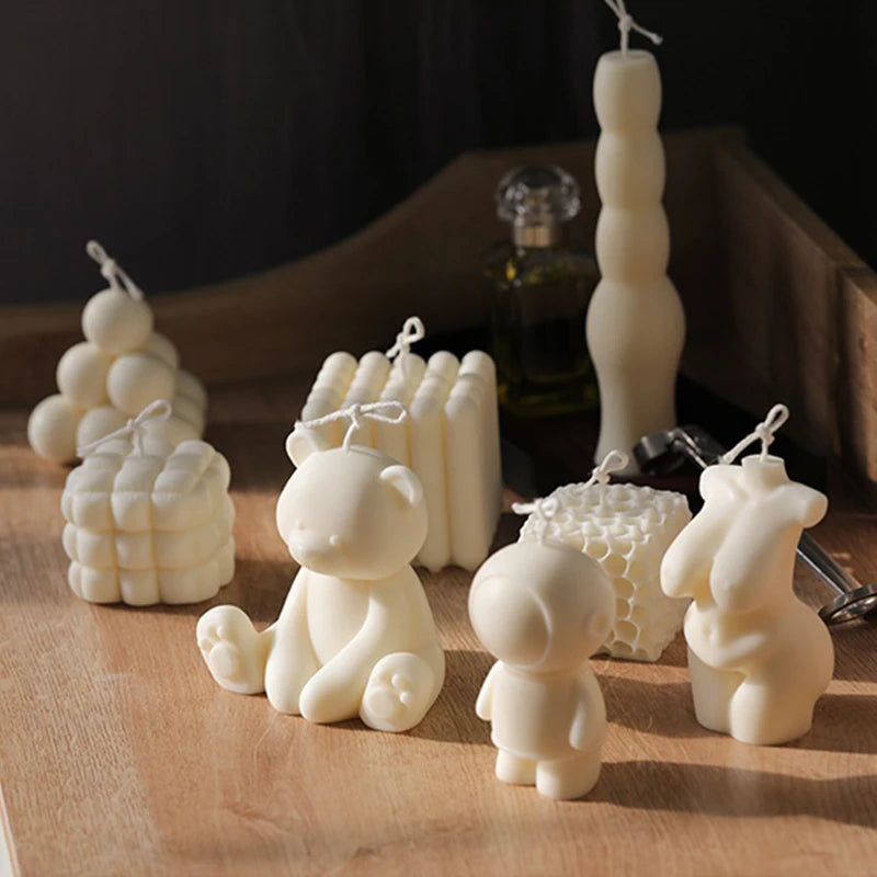 B-3349 DIY Molds Animal Bear Design Cake Candle Nordic Style Silicone Handmade Candle Molds for Candle Making