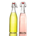Wholesale Swing Top Round 250ml 500ml 1000ml Beverage Wine Beer Glass Bottle with Flip Top and Screen Printing