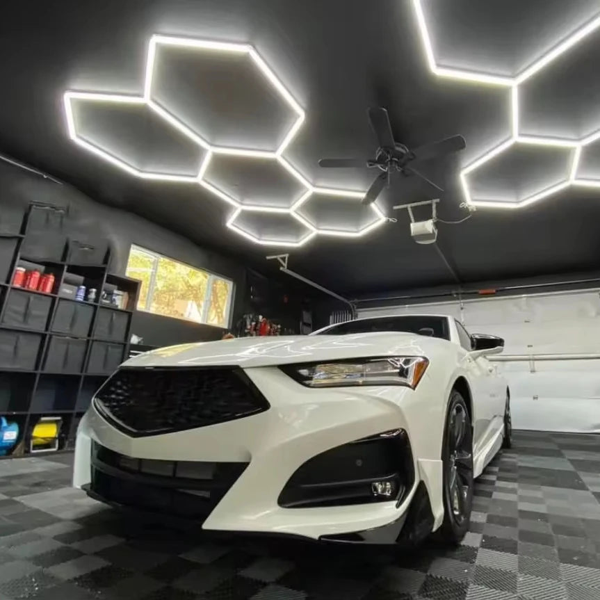 5 Grid 8.0 X 5.5 Ft Hexagon Led Lights for for Garages Gyms Hair Salons Showrooms Offices Barbershop 5 Hex Kit
