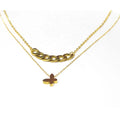 Fashion Boho Stainless Steel 18k Gold Plated 2 Layers butterfly Pendant Necklace Women